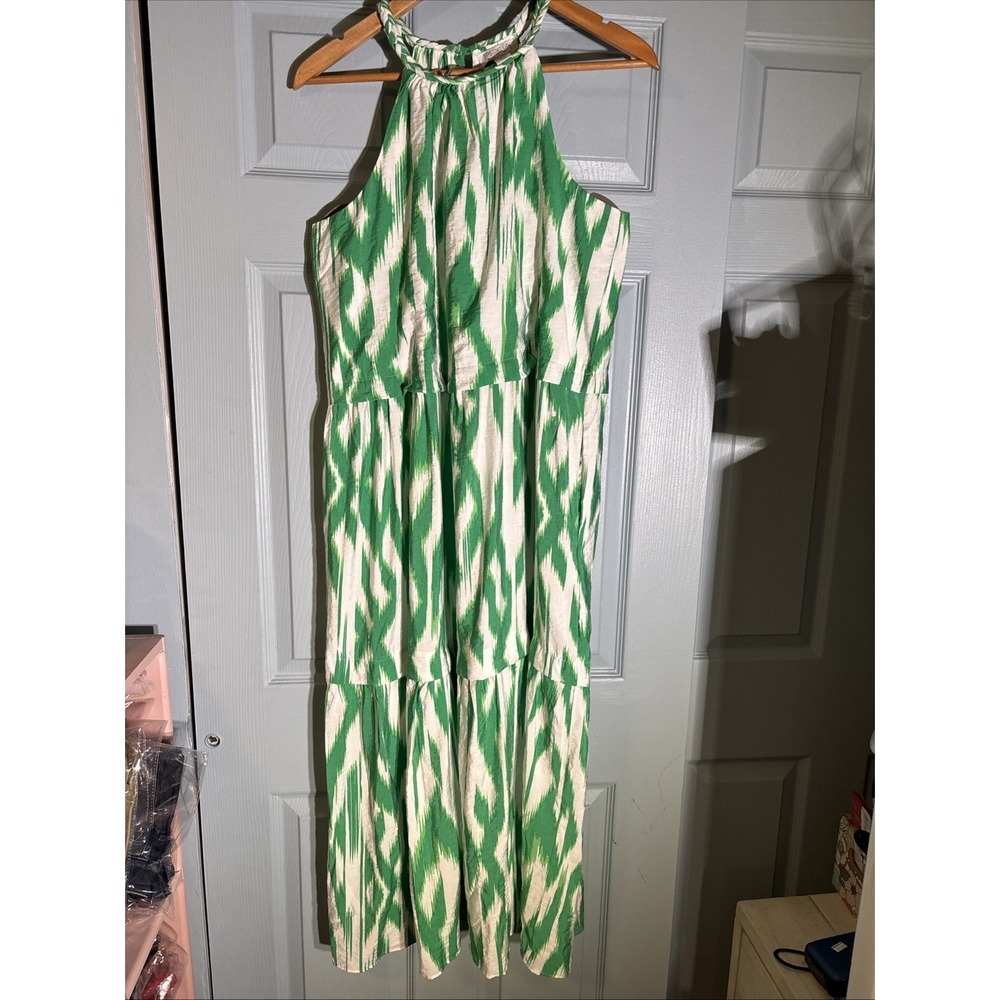 Sofia Jeans By Sofia Vergara Braided Maxi Dress, Size M Green Ikat